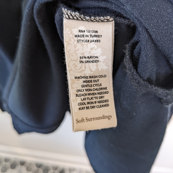 Soft Surroundings Miramar Black Asymmetric Crossover V Neck Long Sleeve Shirt - Picture 7 of 7